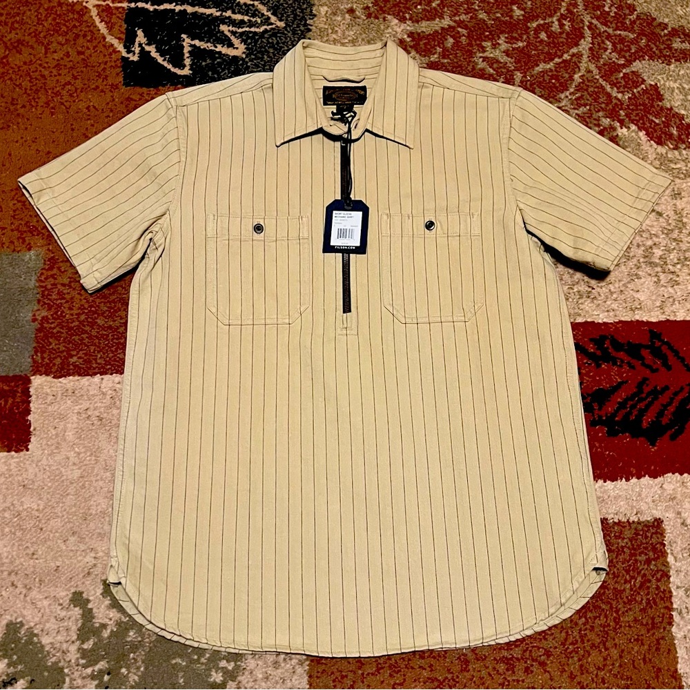 Filson Short Sleeve Mechanic Shirt ~ Tan Herringbone ~ Men’s Small ~ NWT